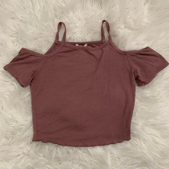 Dark Pink Off-The-Shoulder Crop Top - Picture 1 of 3